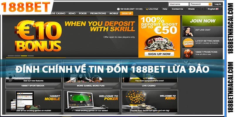 Đính chính về tin đồn nhà cái 188bet lừa đảo